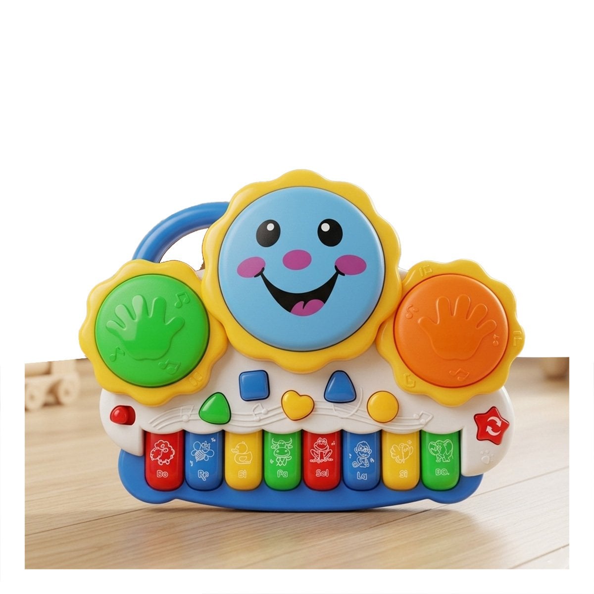 PACK4 TECLADO PARA JUEGOS CREATIVOS SOL DRUM KEYBOARD VERDE Y NARANJA CON SONIDOS YPAPEL REGALO - 3