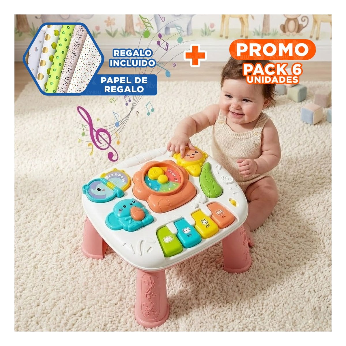 PACK6 MESA DE APRENDIZAJE INFANTIL COLOR ROSADO 25X21 CM CON DIVERSION DIARIA YPAPEL REGALO - 1