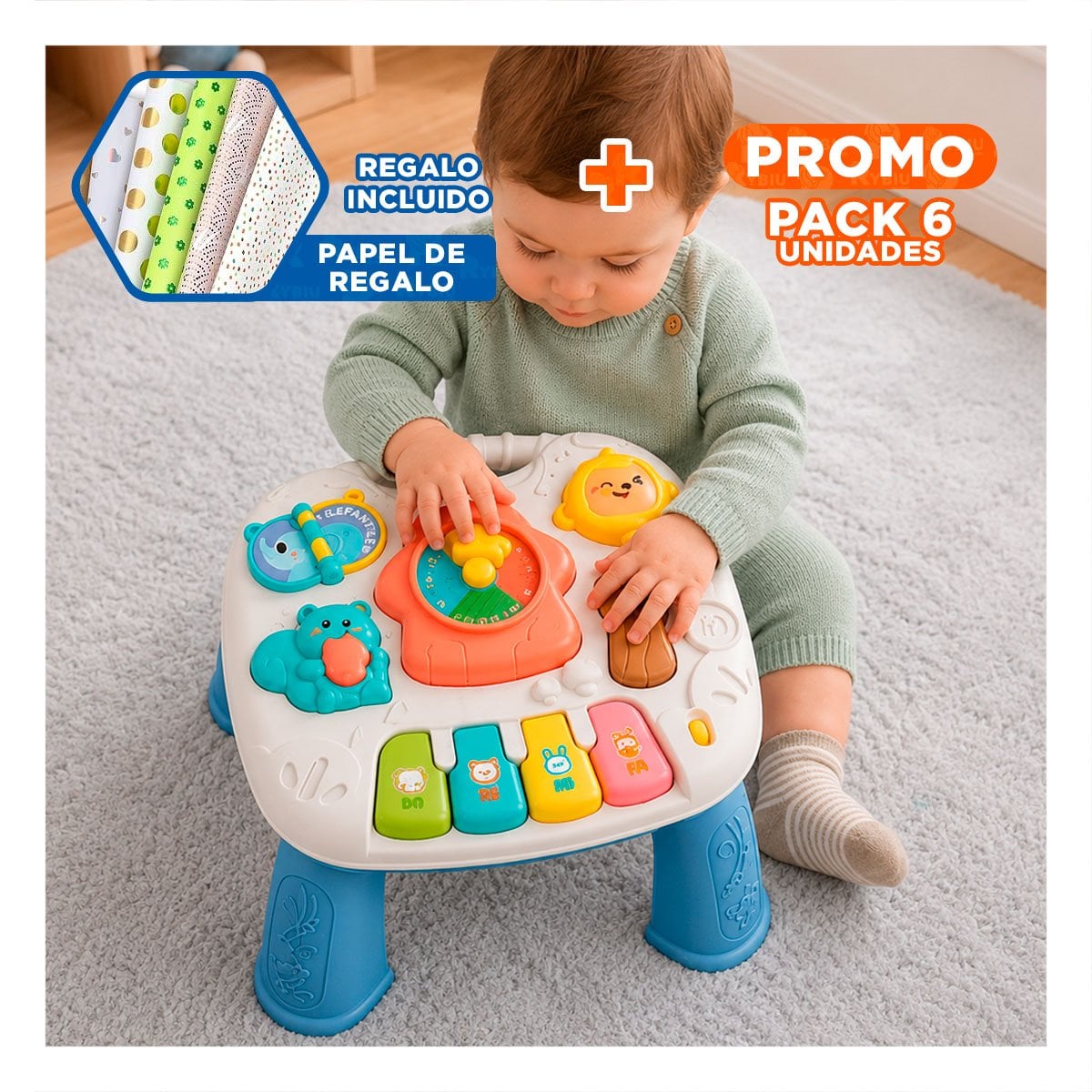 PACK6 MESA DE APRENDIZAJE INFANTIL COLOR AZUL 25X21 CM CON DIVERSION DIARIA YPAPEL REGALO - 1