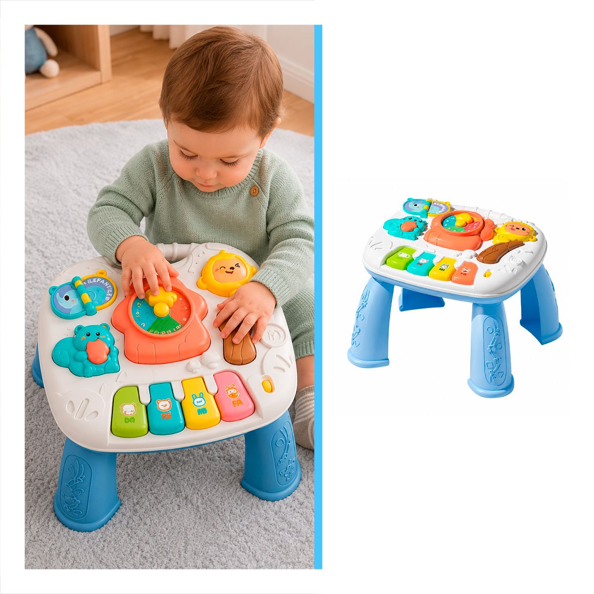 MESA PARA ACTIVIDADES INFANTILES 25X21 CM COLOR AZUL CON JUEGO DIDACTICO - 3