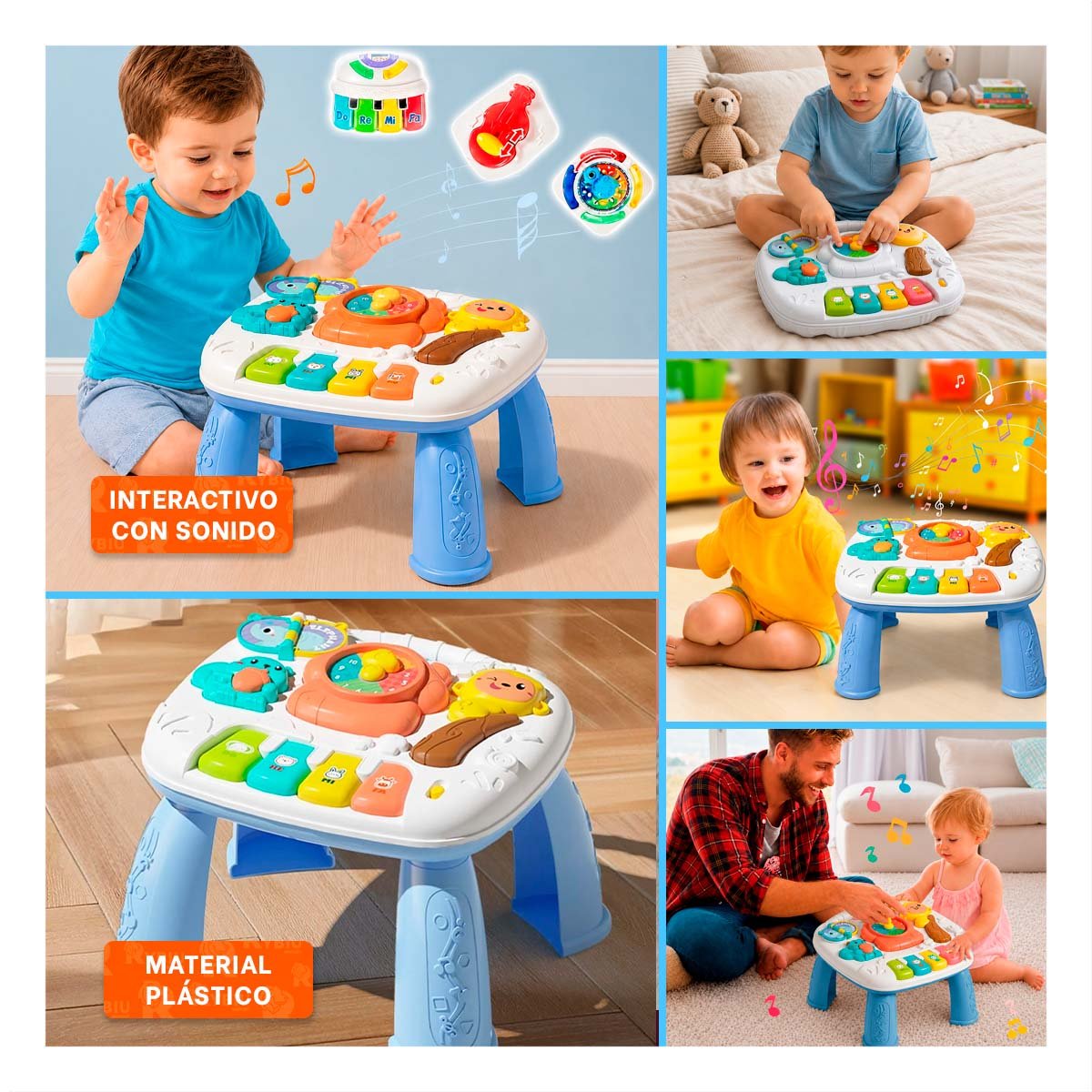MESA PARA ACTIVIDADES INFANTILES 25X21 CM COLOR AZUL CON JUEGO DIDACTICO - 5