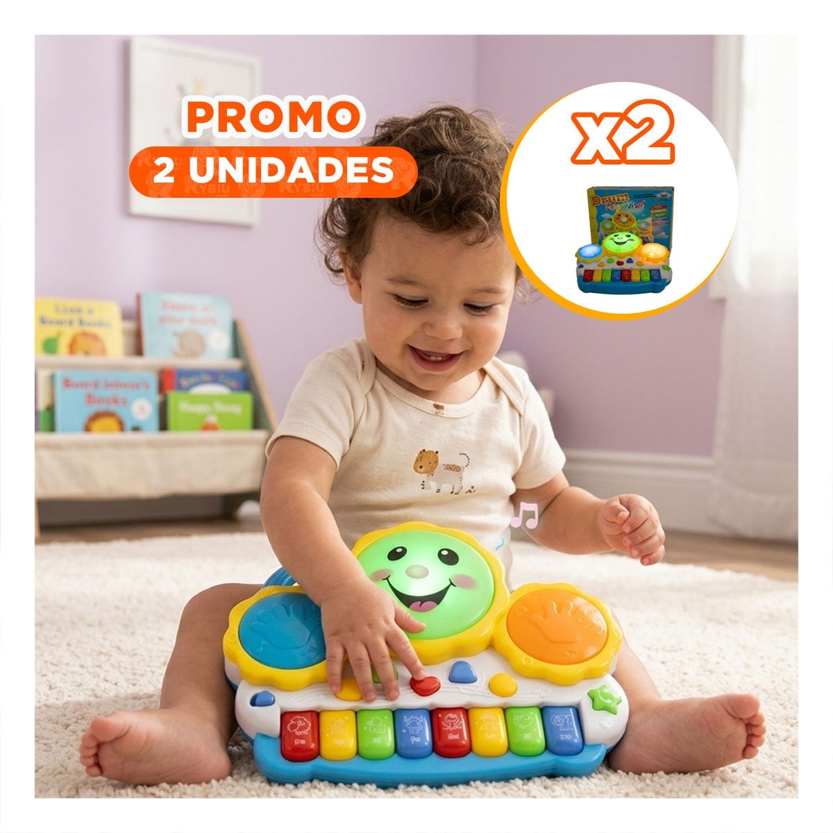 PACK2 SINTETIZADOR PARA ACTIVIDADES MUSICALES SOL DRUM KEYBOARD AZUL Y NARANJA YREGALO STICKER - 1