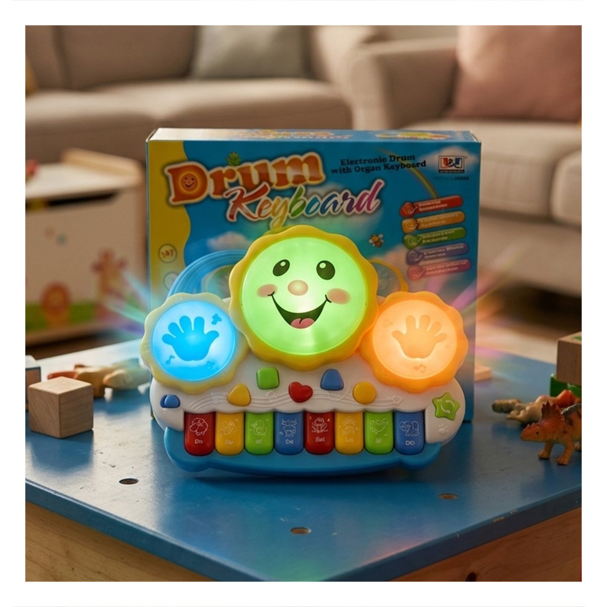 PACK2 SINTETIZADOR PARA ACTIVIDADES MUSICALES SOL DRUM KEYBOARD AZUL Y NARANJA YREGALO STICKER - 5