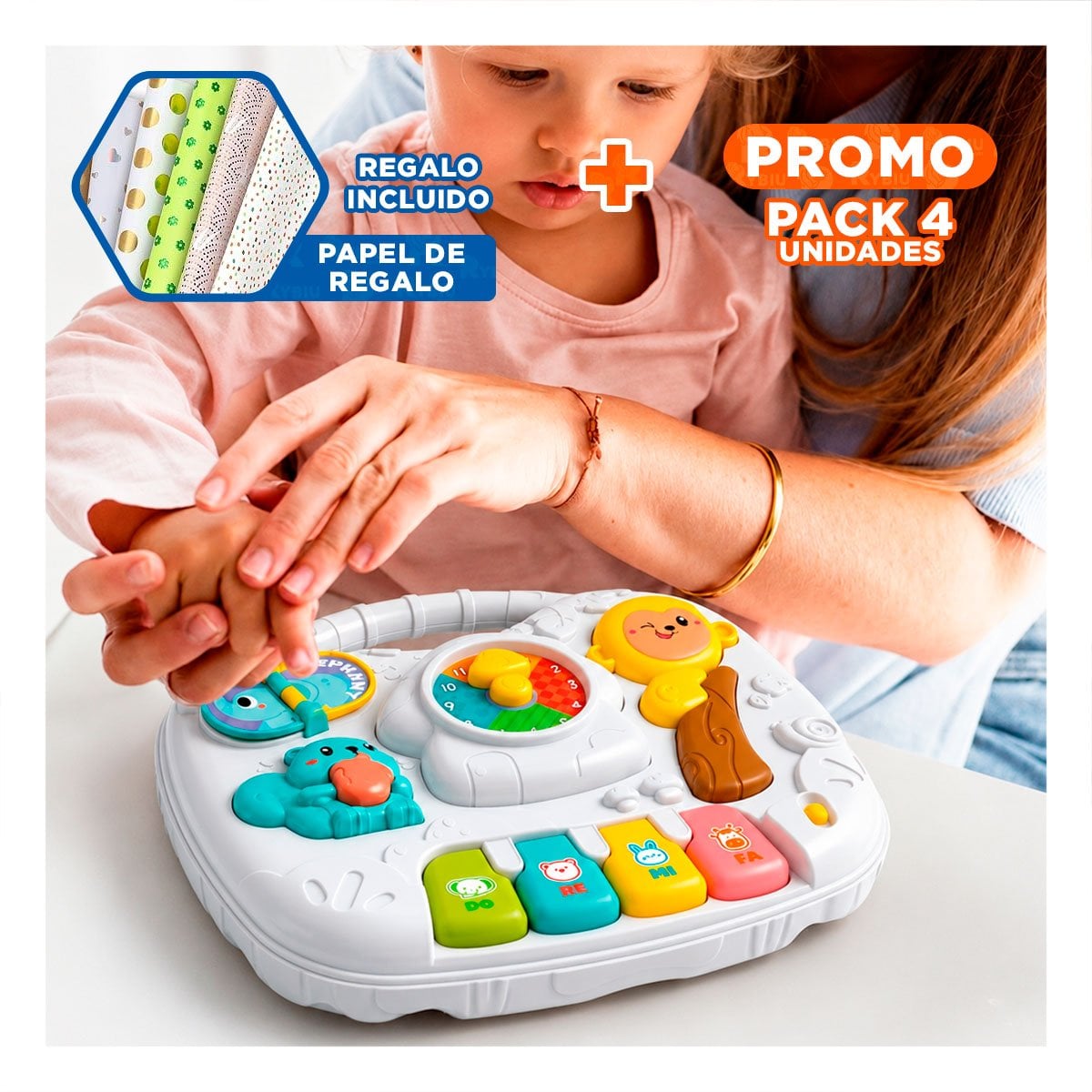 PACK4 TABLERO DE ESTIMULACION INFANTIL COLOR AZUL 25X21 CM CON JUEGOS YPAPEL REGALO - 1