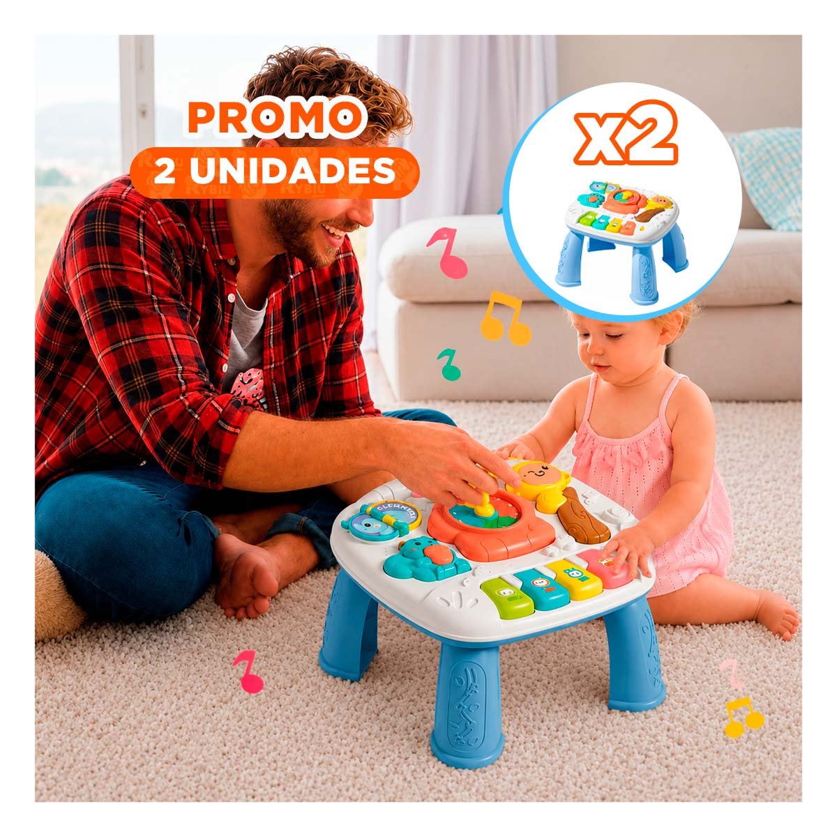 PACK2 PANEL INTERACTIVO 25X21 CM INFANTIL COLOR AZUL PARA JUEGO Y APRENDIZAJE YREGALO STICKER - 1