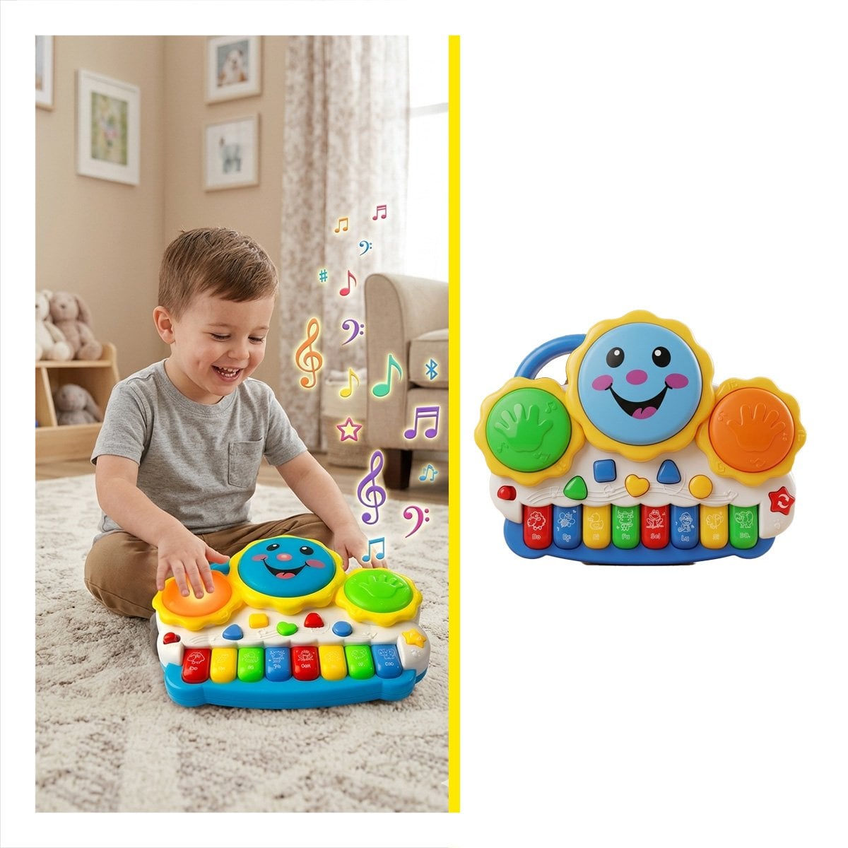 PIANO PARA ESTIMULACION MUSICAL SOL DRUM KEYBOARD VERDE Y NARANJA INFANTIL - 3