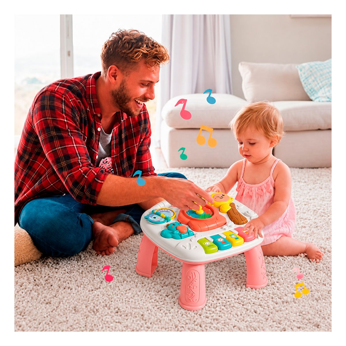 CENTRO RECREATIVO INFANTIL COLOR ROSADO 25X21 CM CON JUEGOS EDUCATIVOS Y REGALO STICKER - 2