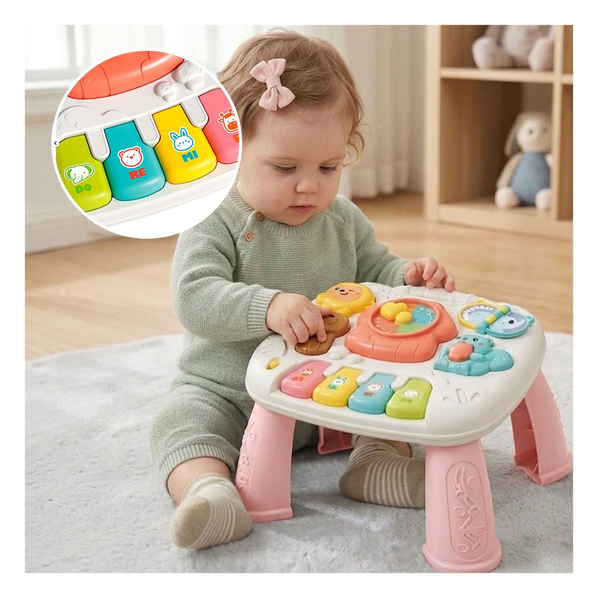 CENTRO RECREATIVO INFANTIL COLOR ROSADO 25X21 CM CON JUEGOS EDUCATIVOS Y REGALO STICKER - 5