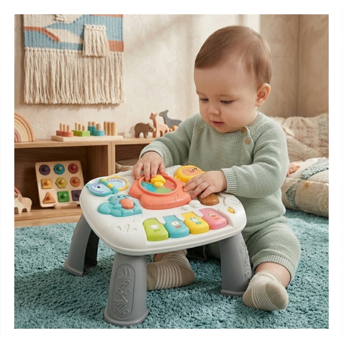 PACK4 TABLERO DE ESTIMULACION INFANTIL COLOR PLOMO 25X21 CM CON JUEGOS YPAPEL REGALO - 5