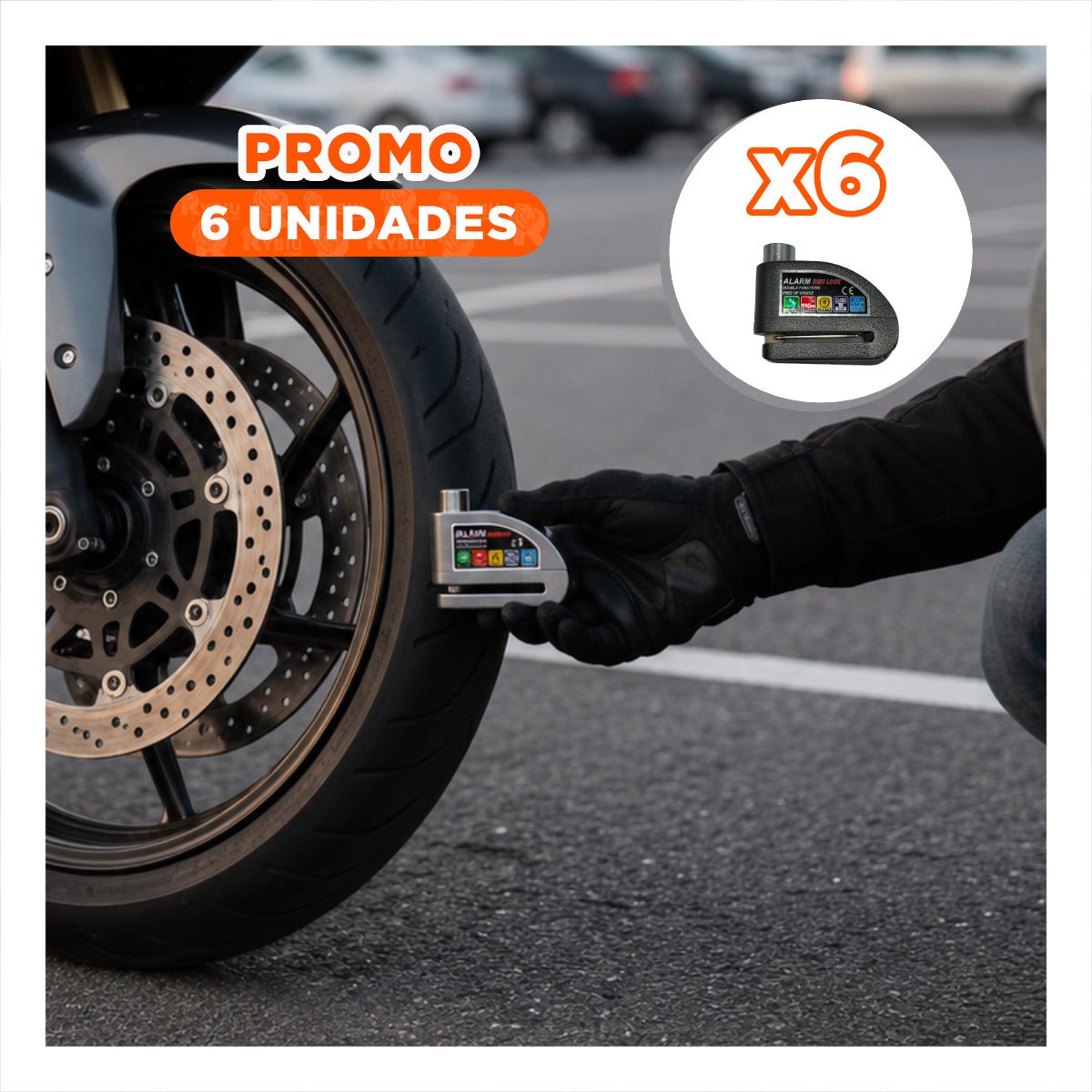 PACK6 SEGURO COLOR PLOMO PARA RESGUARDO VEHICULAR CON SISTEMA SONORO YREGALO STICKER - 1