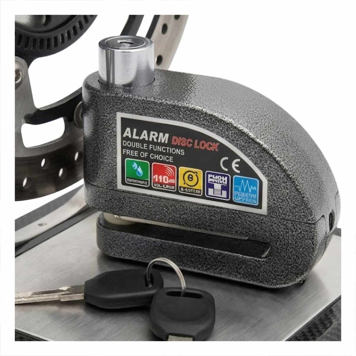 PACK6 SEGURO COLOR PLOMO PARA RESGUARDO VEHICULAR CON SISTEMA SONORO YREGALO STICKER - 2