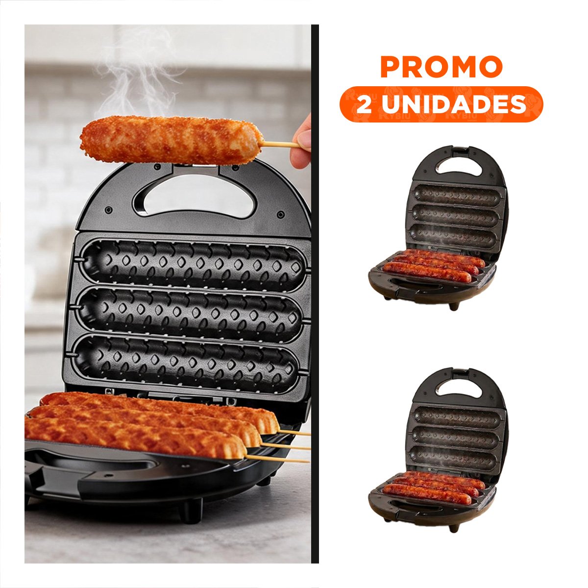 PACK2 PROCESADORA DE COCINA COLOR NEGRO PARA ELABORACION DE CORNDOG Y YOGUIS - 1