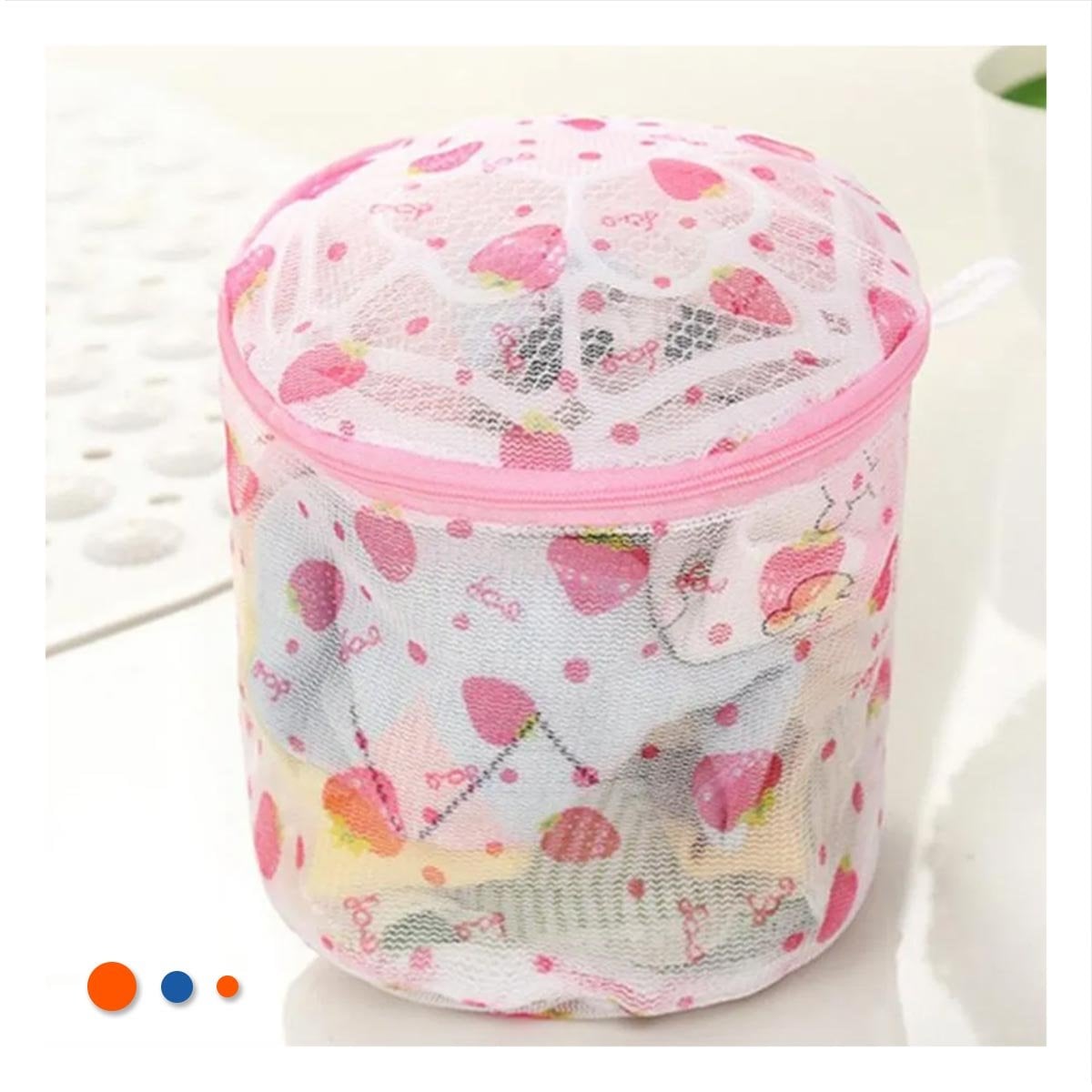 PACK4 COBERTOR MALLA PARA LAVAR ROPA DISENO CILINDRO BLANCO CON FRESAS SUAVE - 2