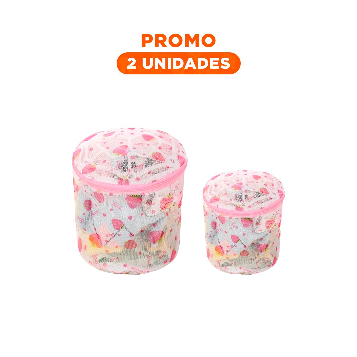 PACK2 SACO MALLA PROTECTORA ROPA ESTILO CILINDRO BLANCO CON FRESAS SEGURO - 1