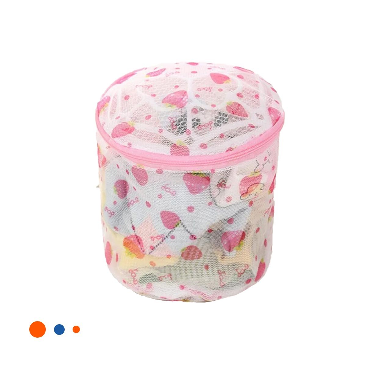 PACK2 SACO MALLA PARA LIMPIEZA ROPA FORMATO CILINDRO BLANCO CON FRESAS YREGALO STICKER - 2