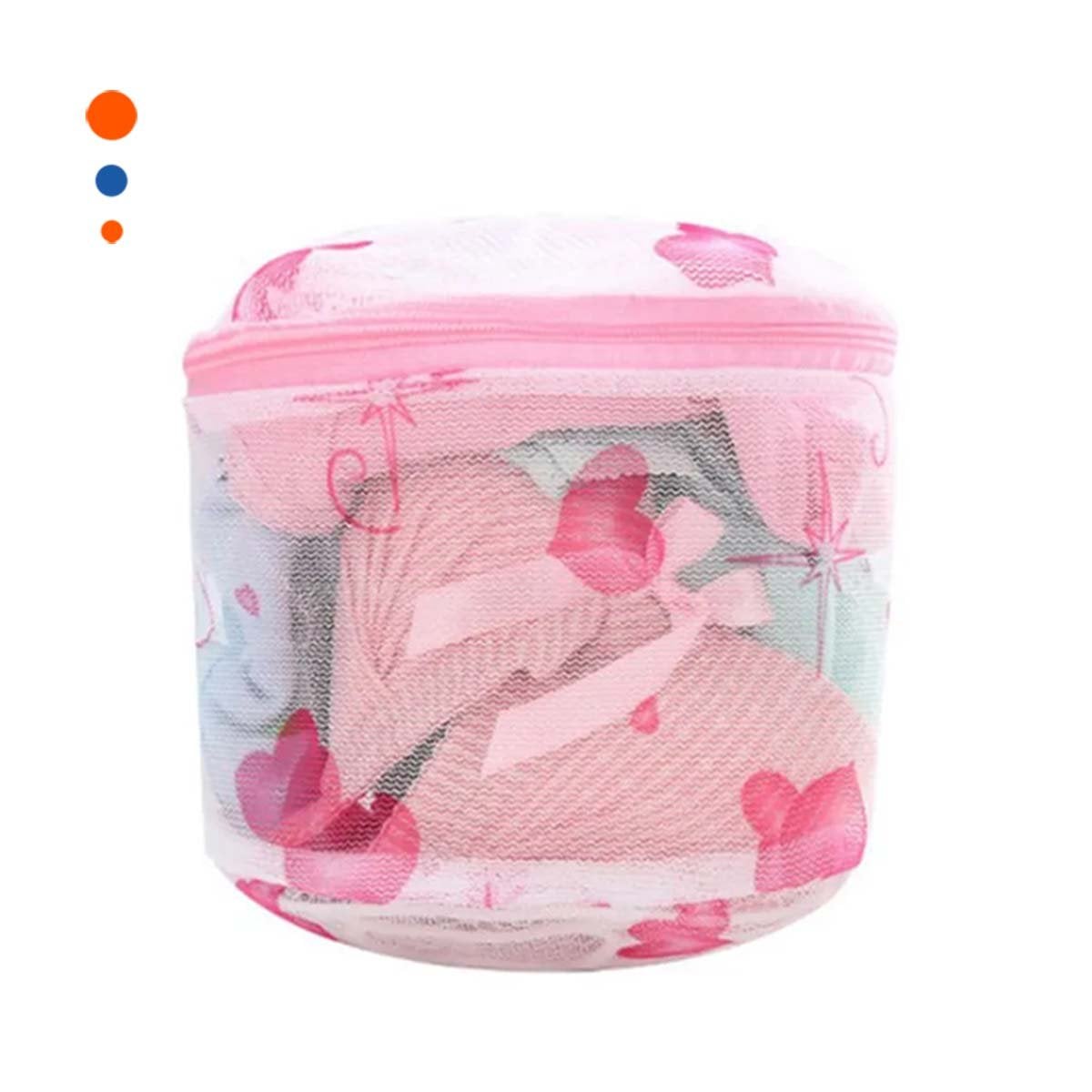 PACK2 SACO MALLA PARA LIMPIEZA ROPA FORMATO CILINDRO BLANCO CON CORAZONES YREGALO STICKER - 2