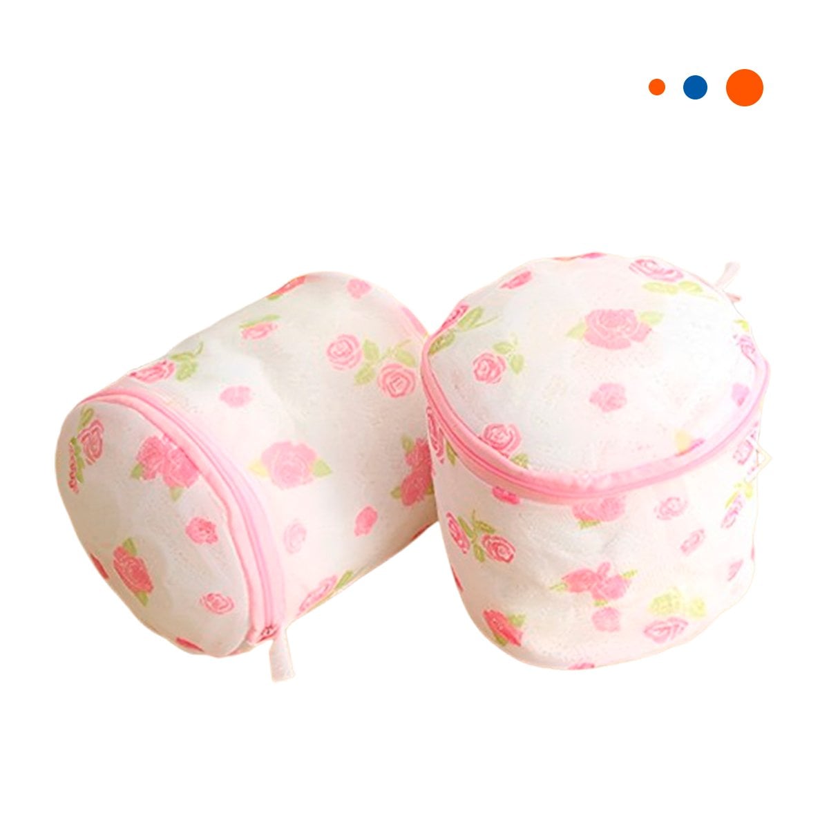 PACK6 SACO MALLA PARA LAVAR ROPA DISENO CILINDRO BLANCO CON ROSAS SUAVE YREGALO STICKER - 2