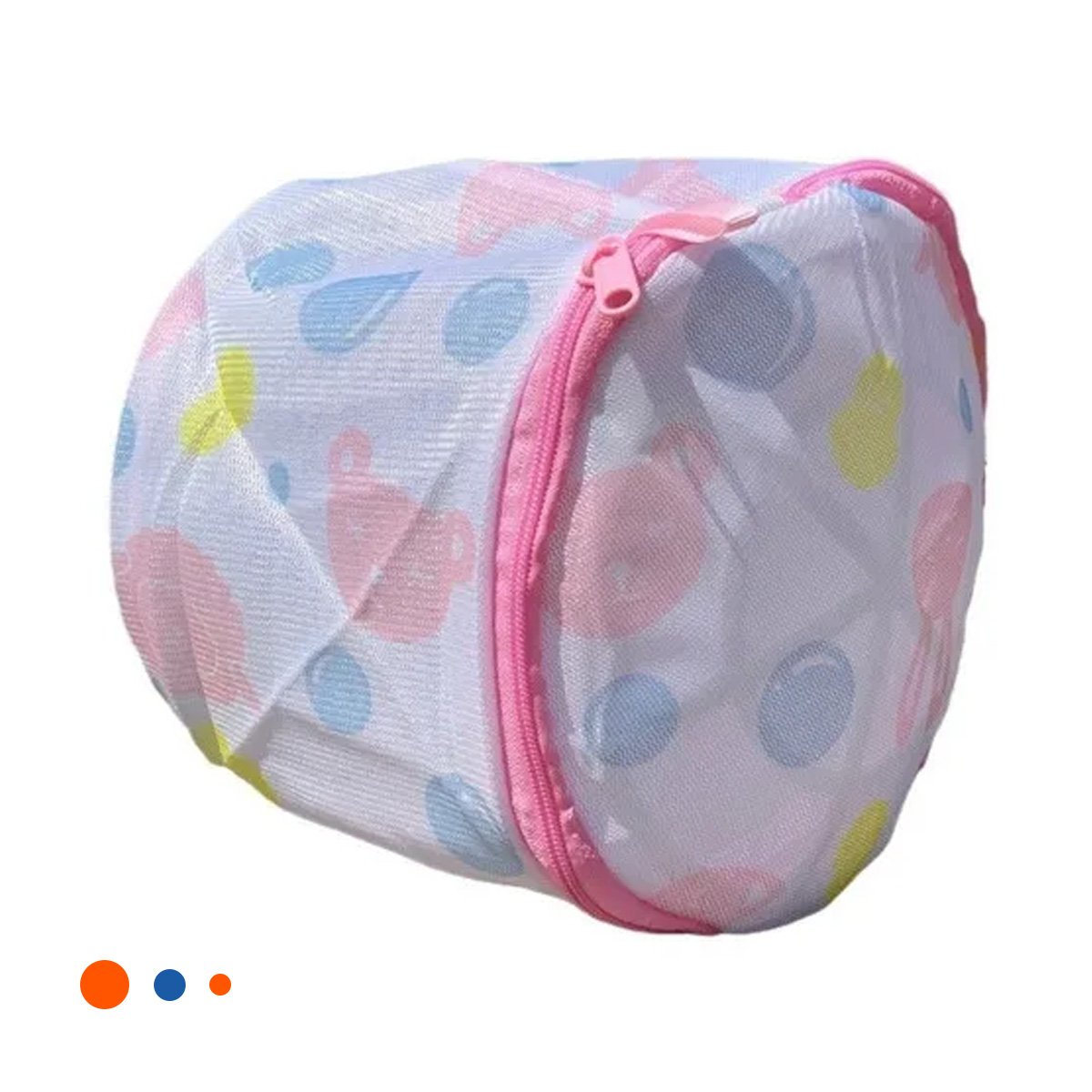 FUNDA MALLA LAVADO ROPA FORMA CILINDRO BLANCO CON OSITOS FINO USO DIARIO YPAPEL REGALO - 1