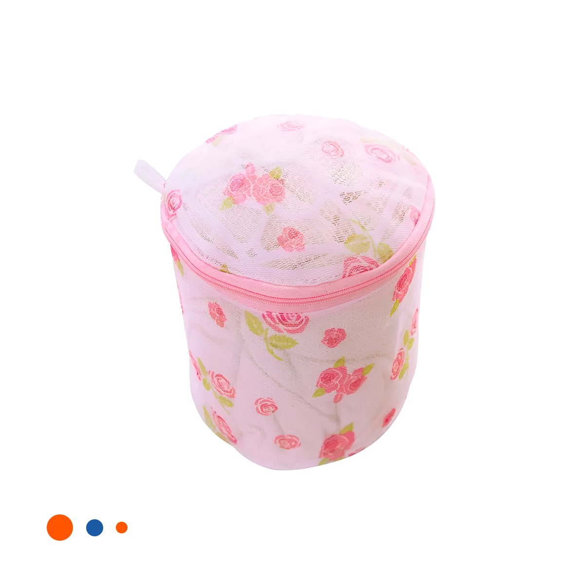PACK2 SACO MALLA PARA LIMPIEZA ROPA FORMATO CILINDRO BLANCO CON FLORES YREGALO STICKER - 2