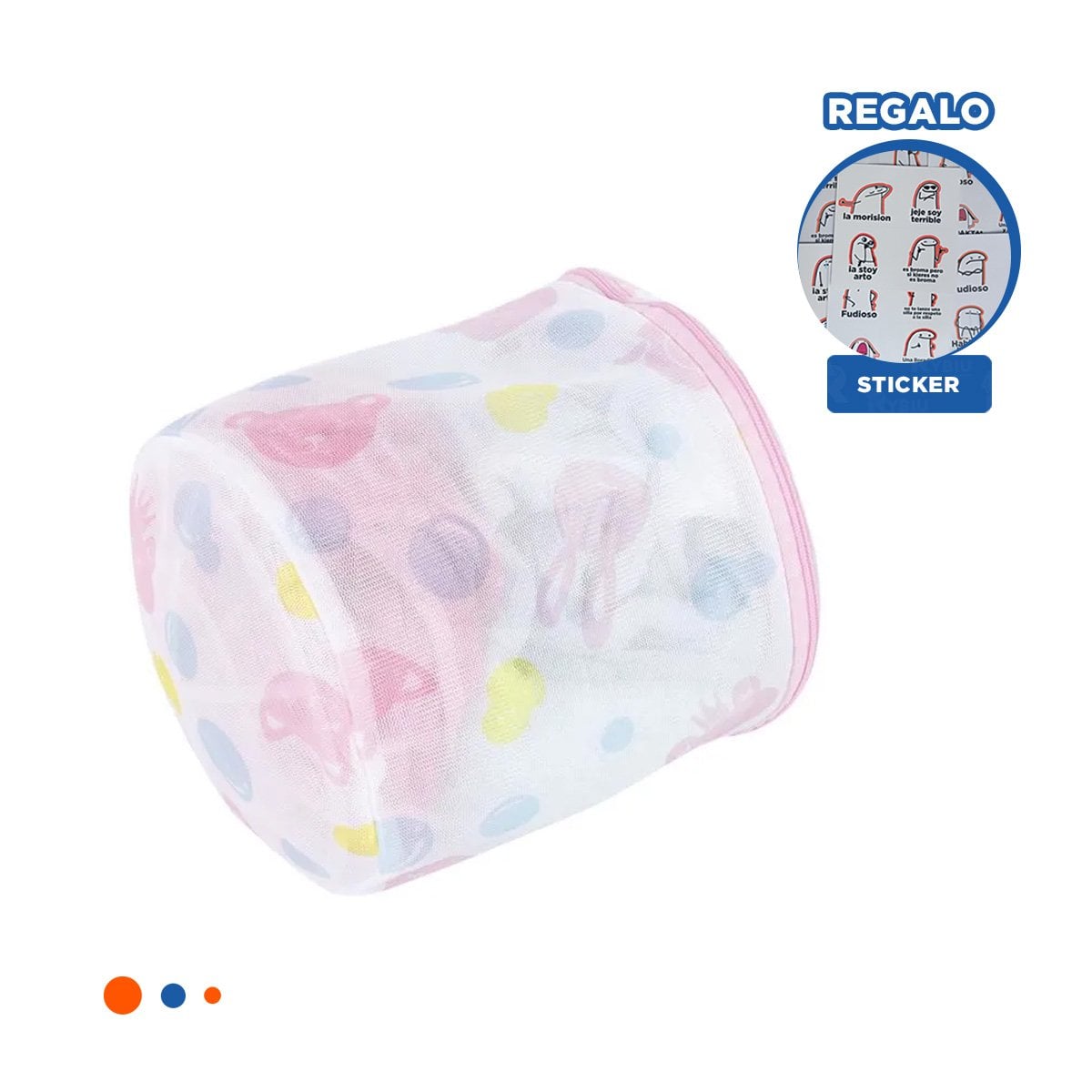 FUNDA MALLA PROTECTORA ROPA ESTILO CILINDRO BLANCO CON OSITOS PRACTICO YREGALO STICKER - 1