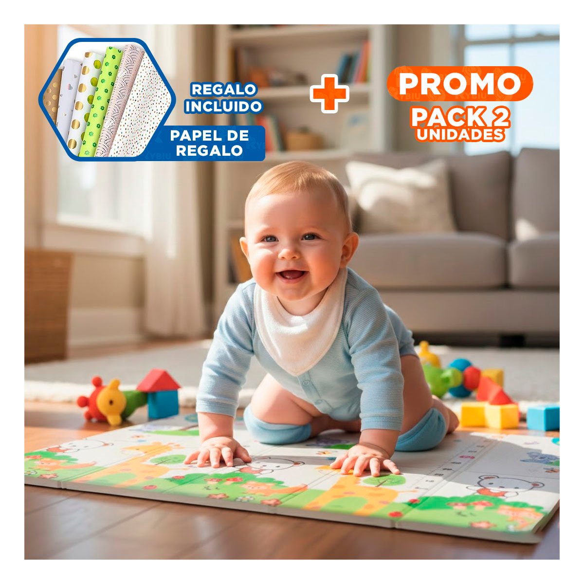 PACK2 ALFOMBRA MULTICOLOR 250X180X2CM NIÑOS PARA JUEGO Y ESPACIO INFANTIL YPAPEL REGALO - 1