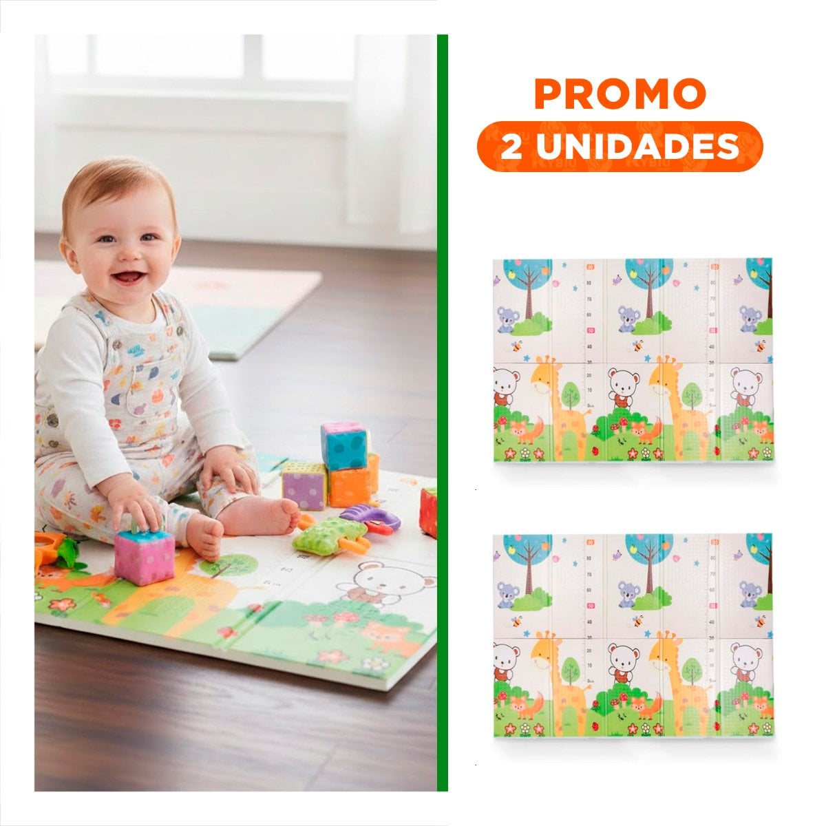 PACK2 BASE ACOLCHADA NIÑOS 250X180X2CM MULTICOLOR PARA ZONA DE JUEGO - 1