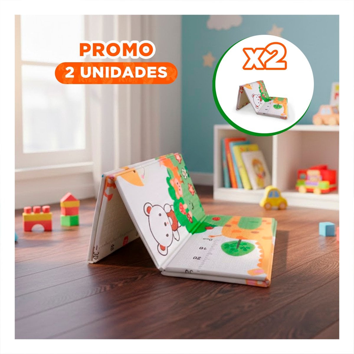 PACK2 TAPETE MULTICOLOR 250X180X2CM NIÑOS PARA AREA DE JUEGO EN CASA YREGALO STICKER - 1