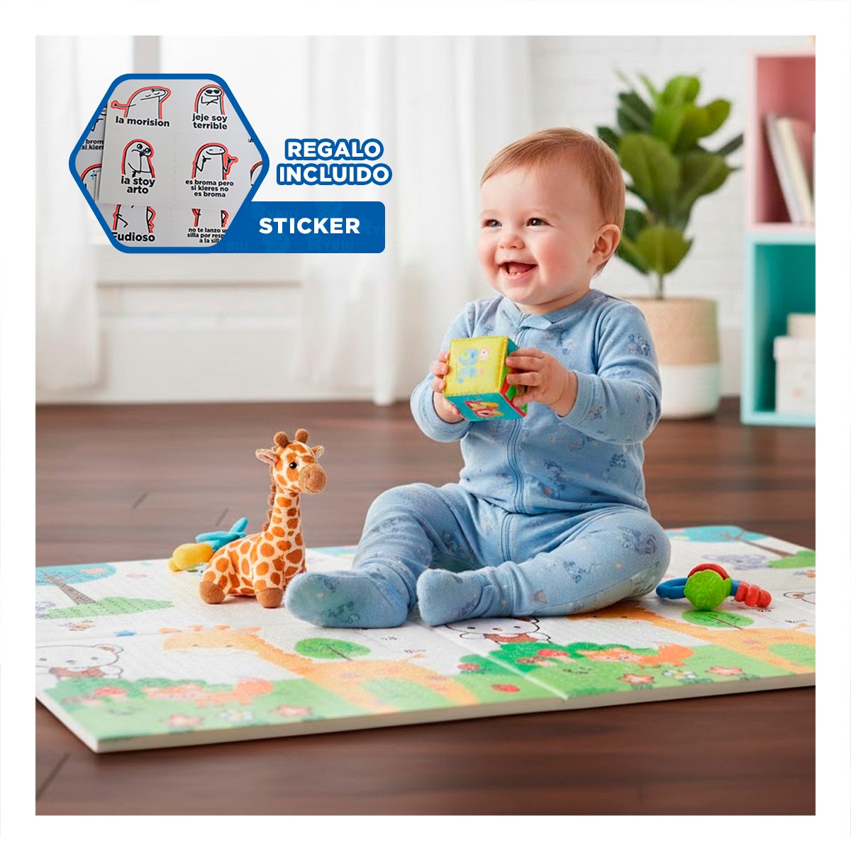 COLCHONETA NIÑOS MULTICOLOR 250X180X2CM PARA PISO Y AREA INFANTIL YREGALO STICKER - 1