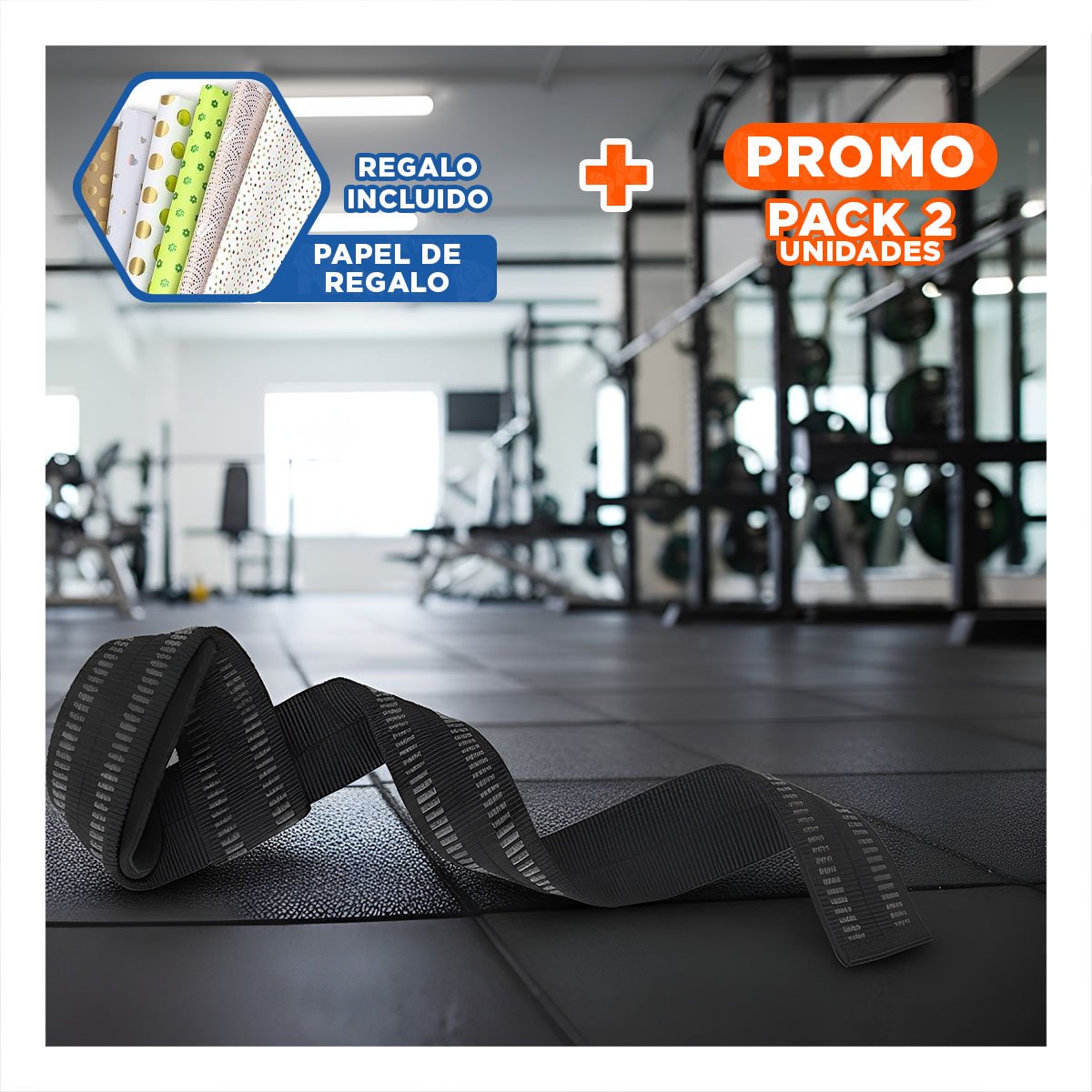 PACK2 STRAP FUNCIONAL 61X3.8CM NEGRO PARA ENTRENAMIENTO YPAPEL REGALO - 1