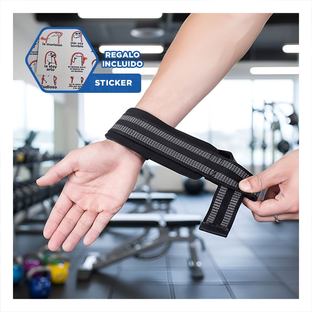 BANDA AJUSTABLE 61X3.8CM NEGRO PARA FUERZA YREGALO STICKER - 1