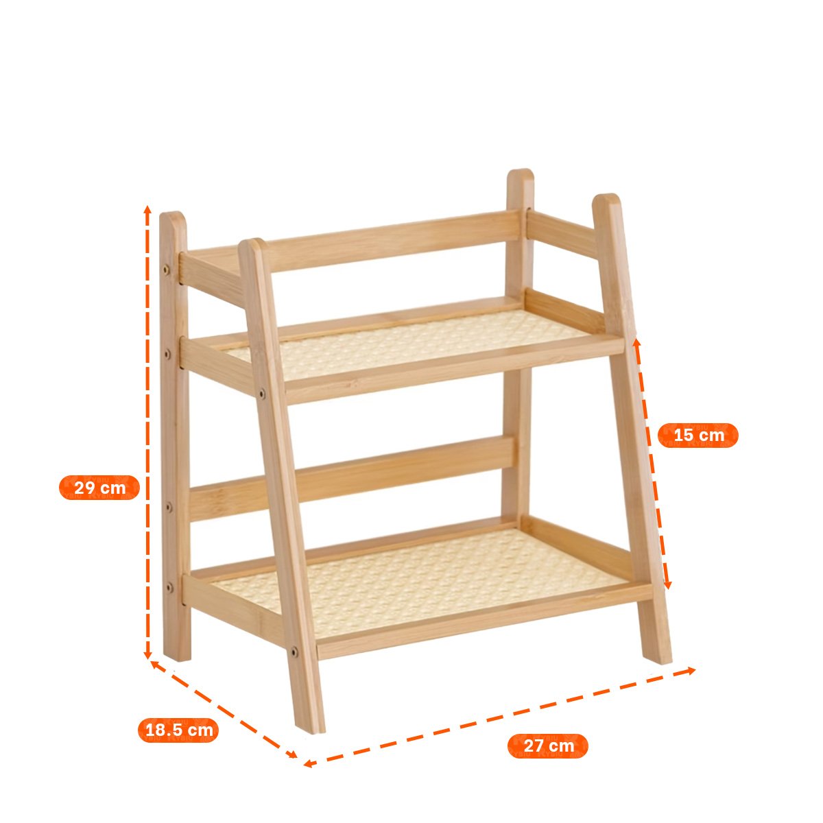 PACK4 ORGANIZADOR 2 NIVELES DE BAMBU BEIGE ESTANTE PARA COCINA YREGALO STICKER - 4