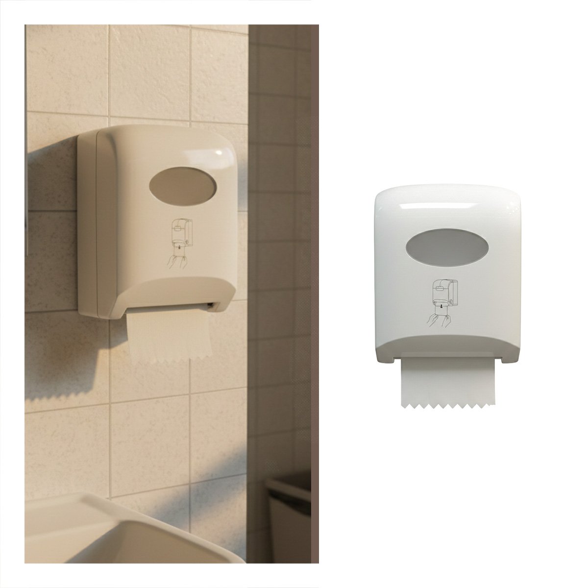 CONTENEDOR PAPEL TOALLA ROLLO HORIZONTAL BLANCO PARA COCINA Y USO DIARIO - 3