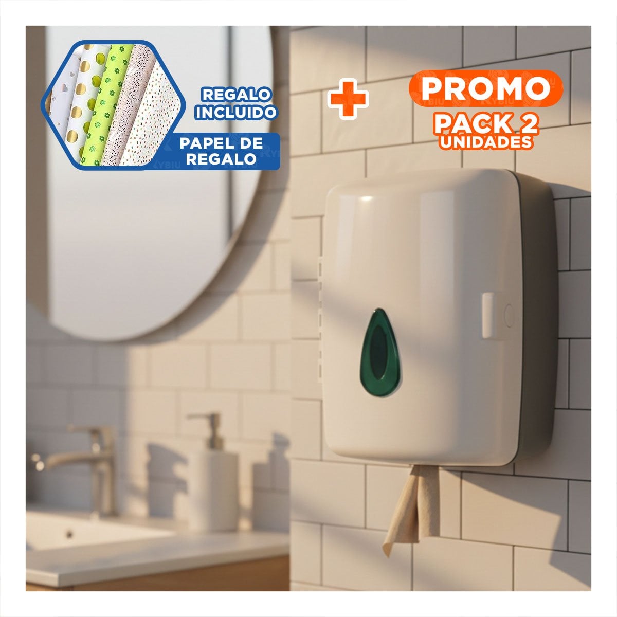 PACK2 PORTA BLANCO PAPEL TOALLA ROLLO VERTICAL PARA COCINA Y USO DIARIO YPAPEL REGALO - 1