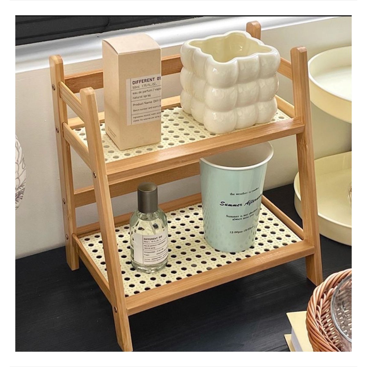 REPISA DE BAMBU 2 NIVELES BEIGE ORGANIZADOR DE COCINA FUNCIONAL YPAPEL REGALO - 5