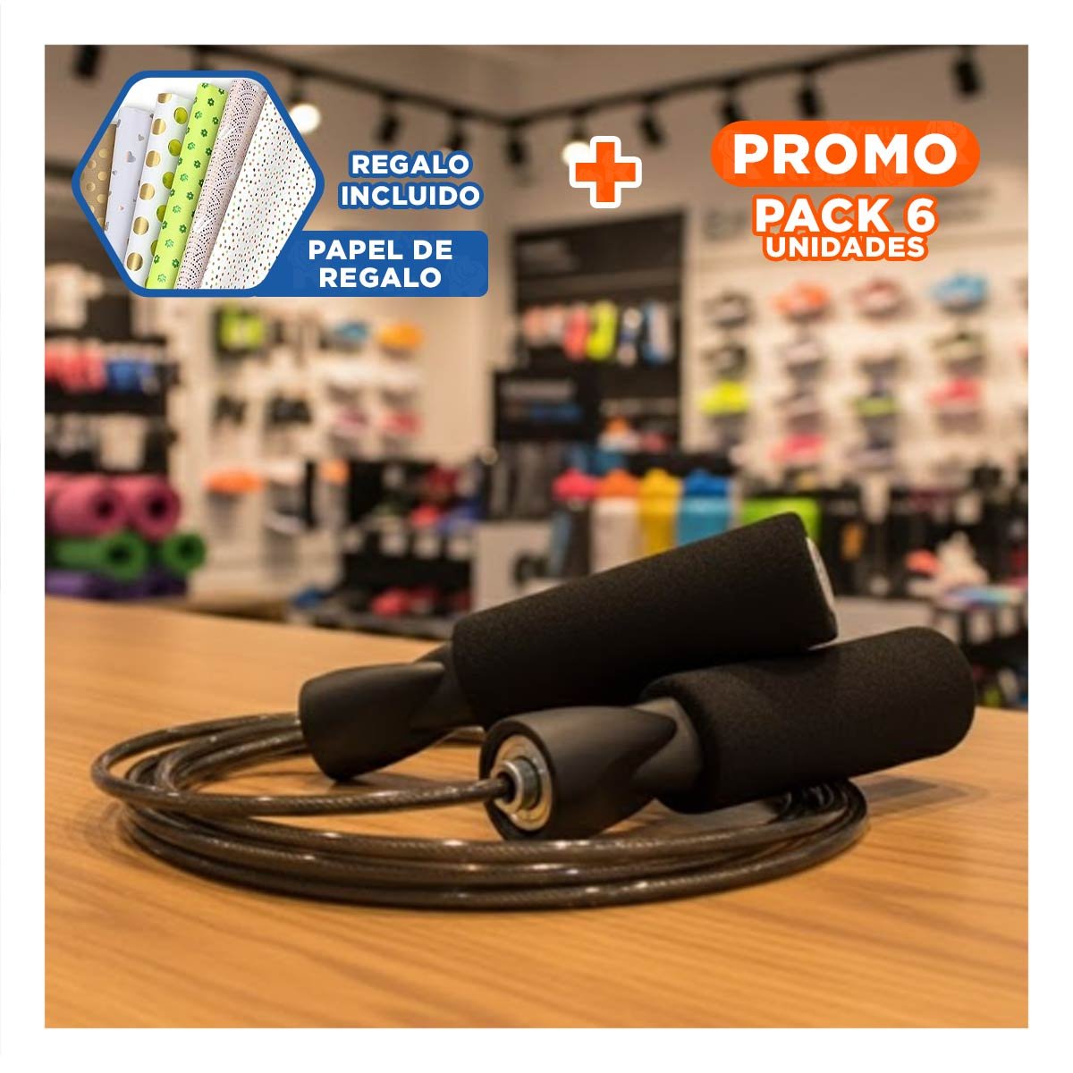 PACK6 ENTRENAMIENTO DIARIO CON CUERDA CABLE 280CM NEGRO YPAPEL REGALO - 1