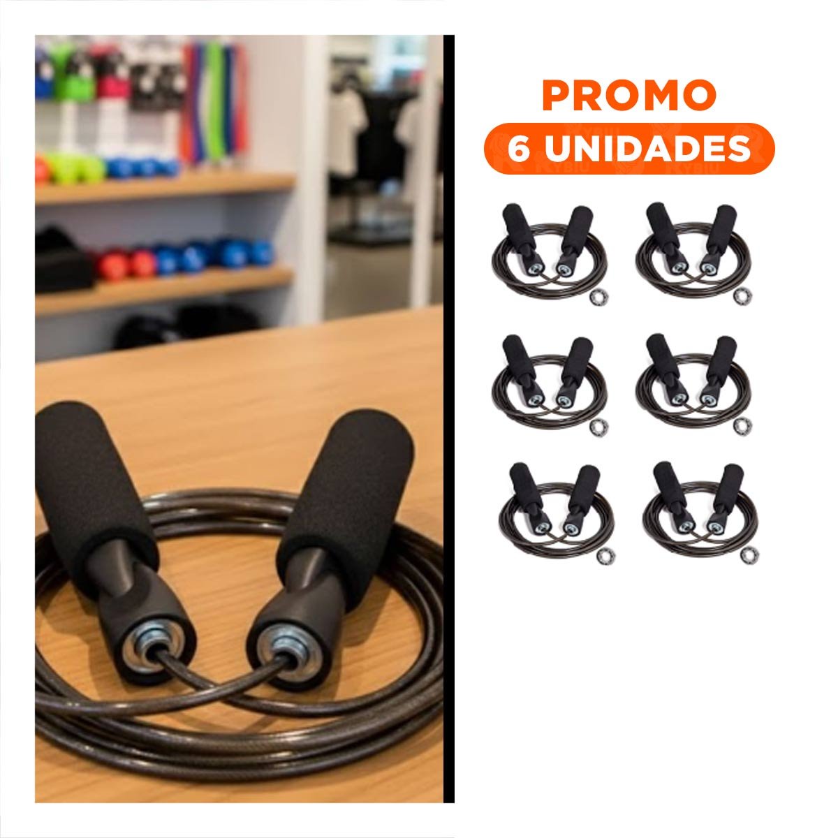 PACK6 EJERCICIOS COMPLETOS CON SOGA RESISTENTE 280CM NEGRO - 1