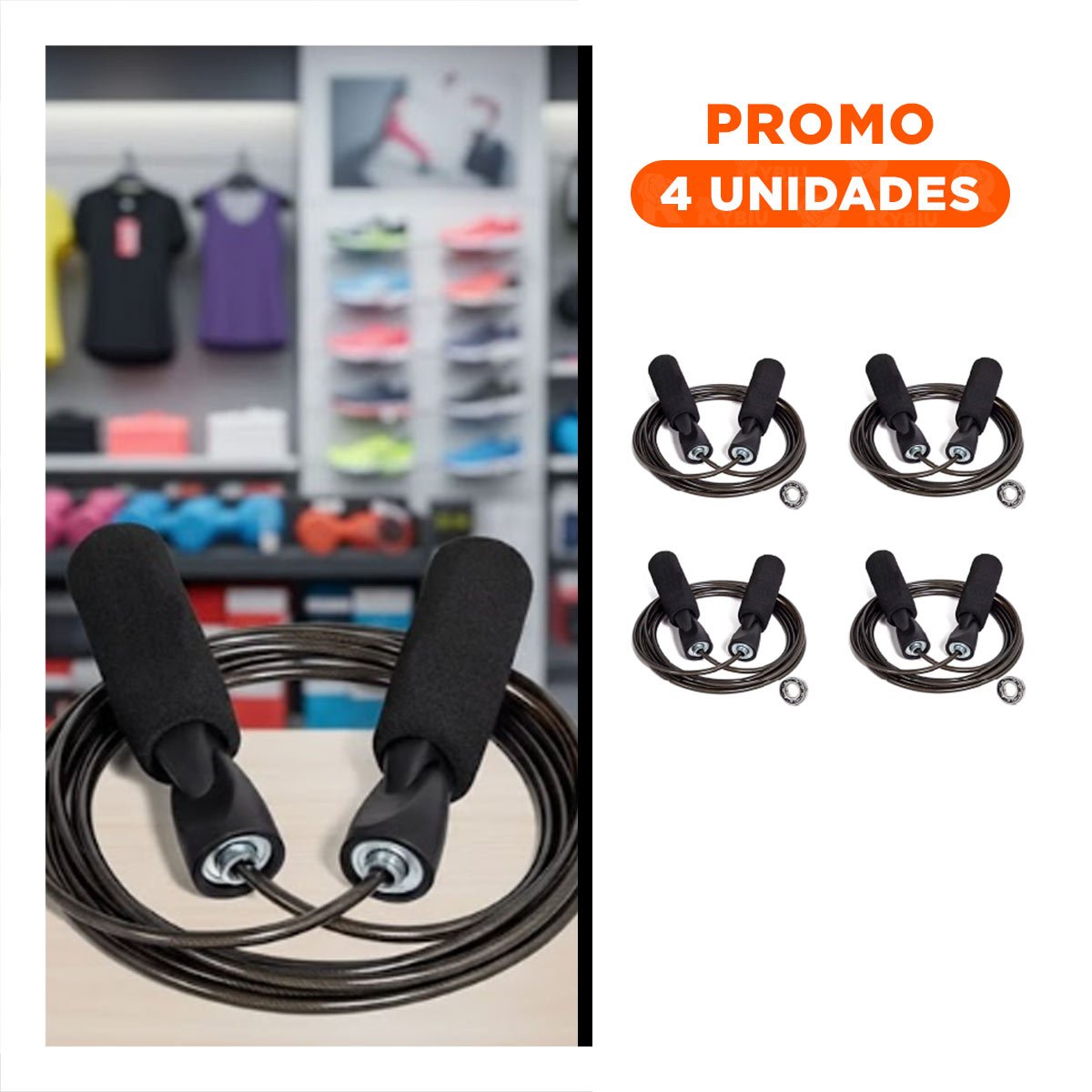 PACK4 CARDIO Y FUERZA CON SALTA SOGA 280CM NEGRO YREGALO STICKER - 1