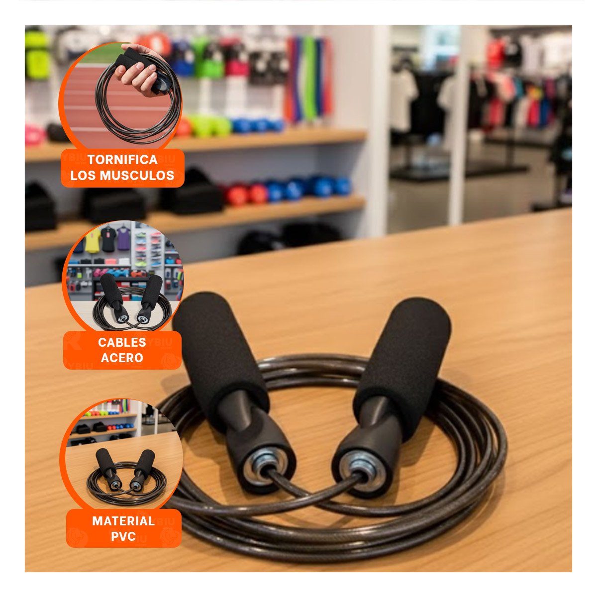 FITNESS DIARIO CON SALTA SOGA 280CM NEGRO YPAPEL REGALO - 5
