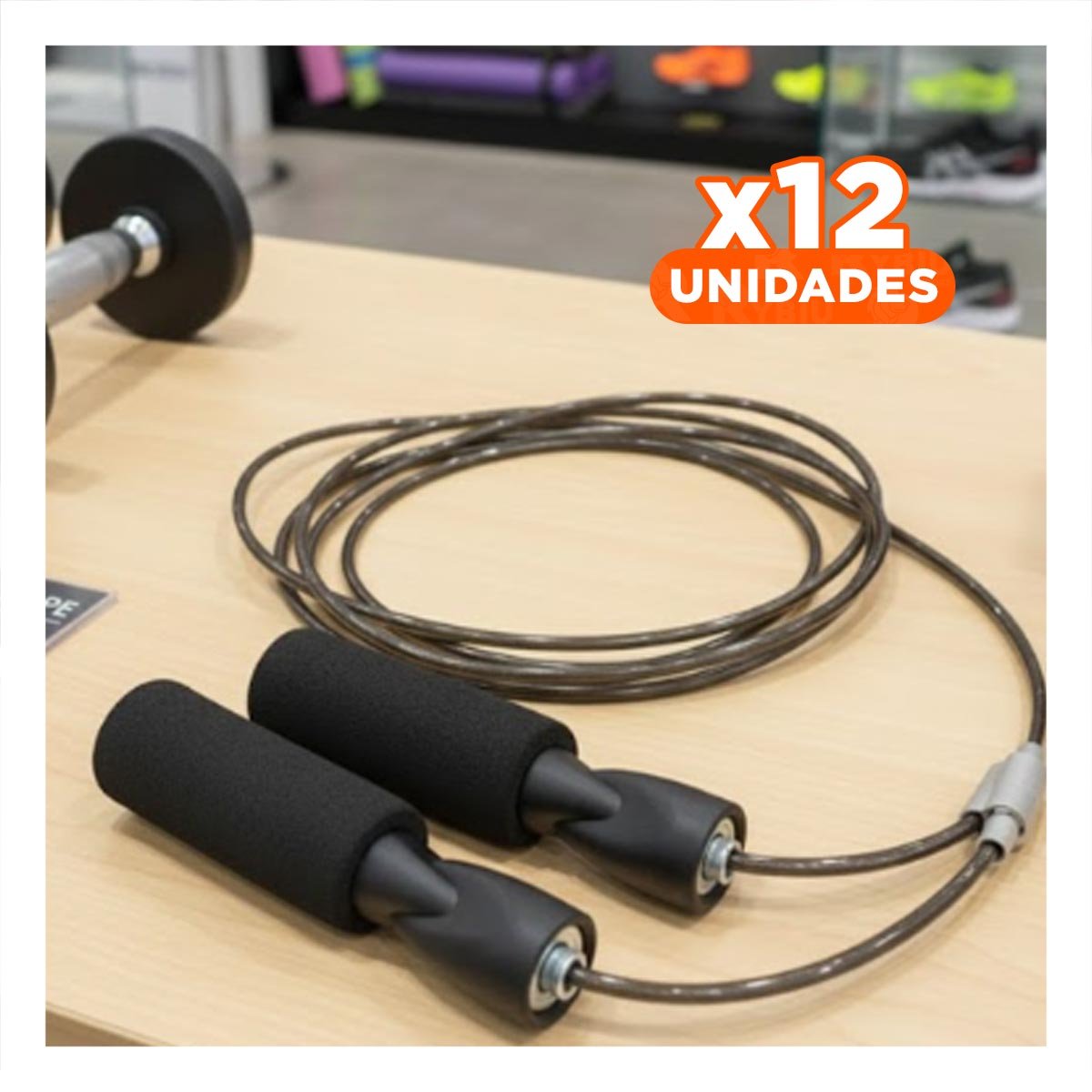 PACK12 RUTINA INTENSA CON CUERDA METALICA 280CM NEGRO - 1