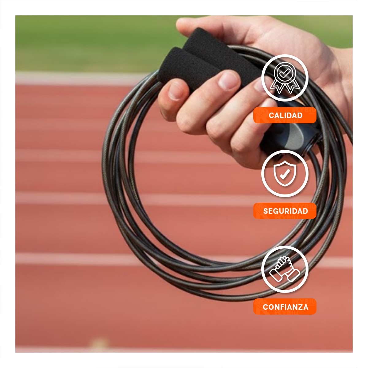PACK12 RUTINA INTENSA CON CUERDA METALICA 280CM NEGRO - 3