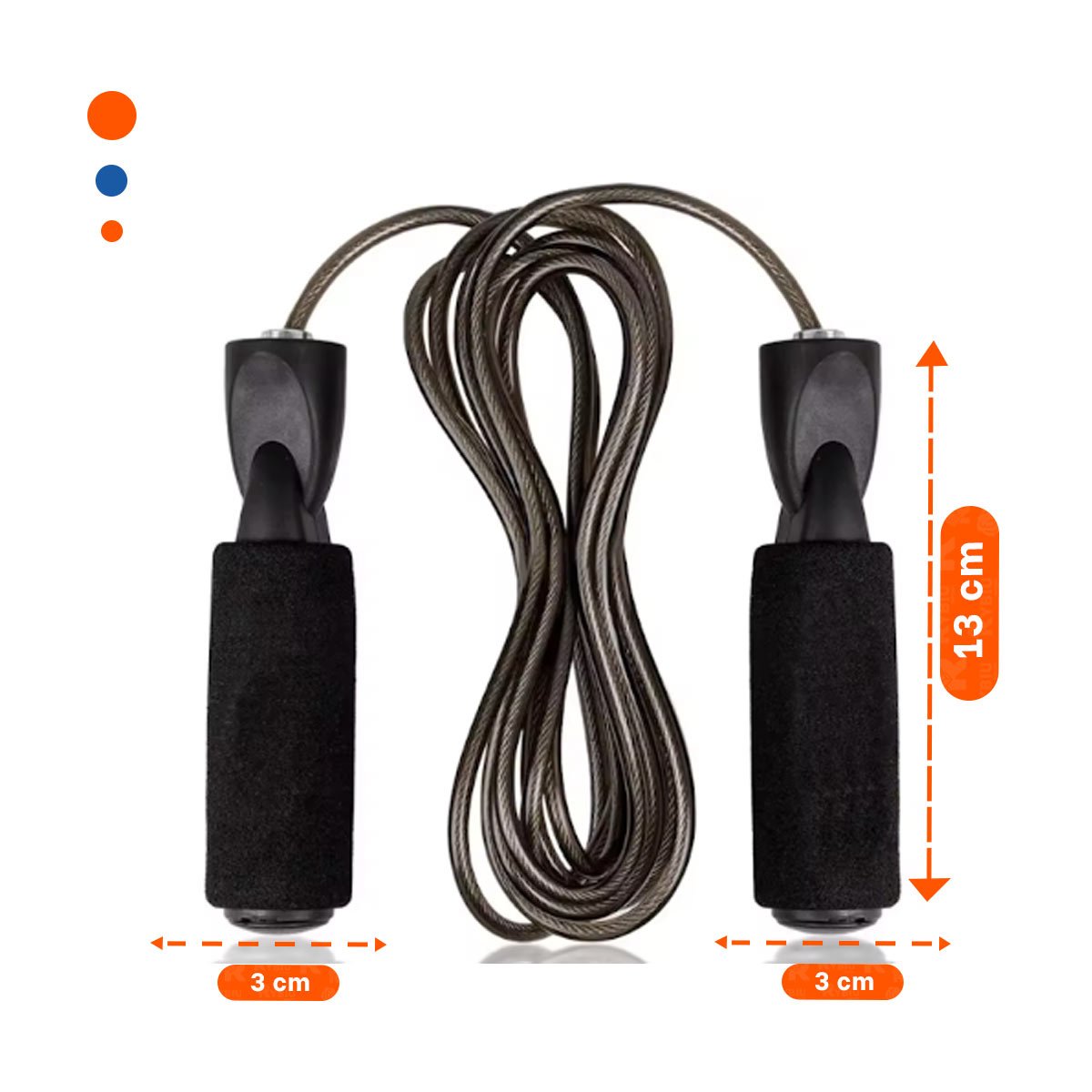 PACK12 RUTINA INTENSA CON CUERDA METALICA 280CM NEGRO - 4