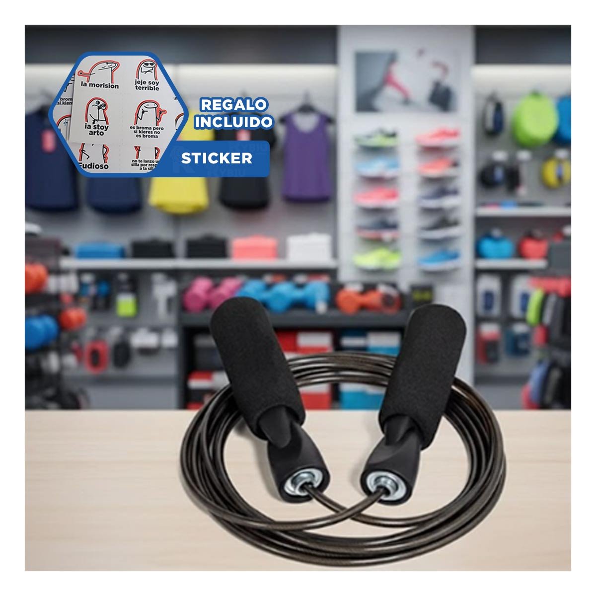 TONIFICACION TOTAL CON CUERDA CABLE 280CM NEGRO YREGALO STICKER - 1