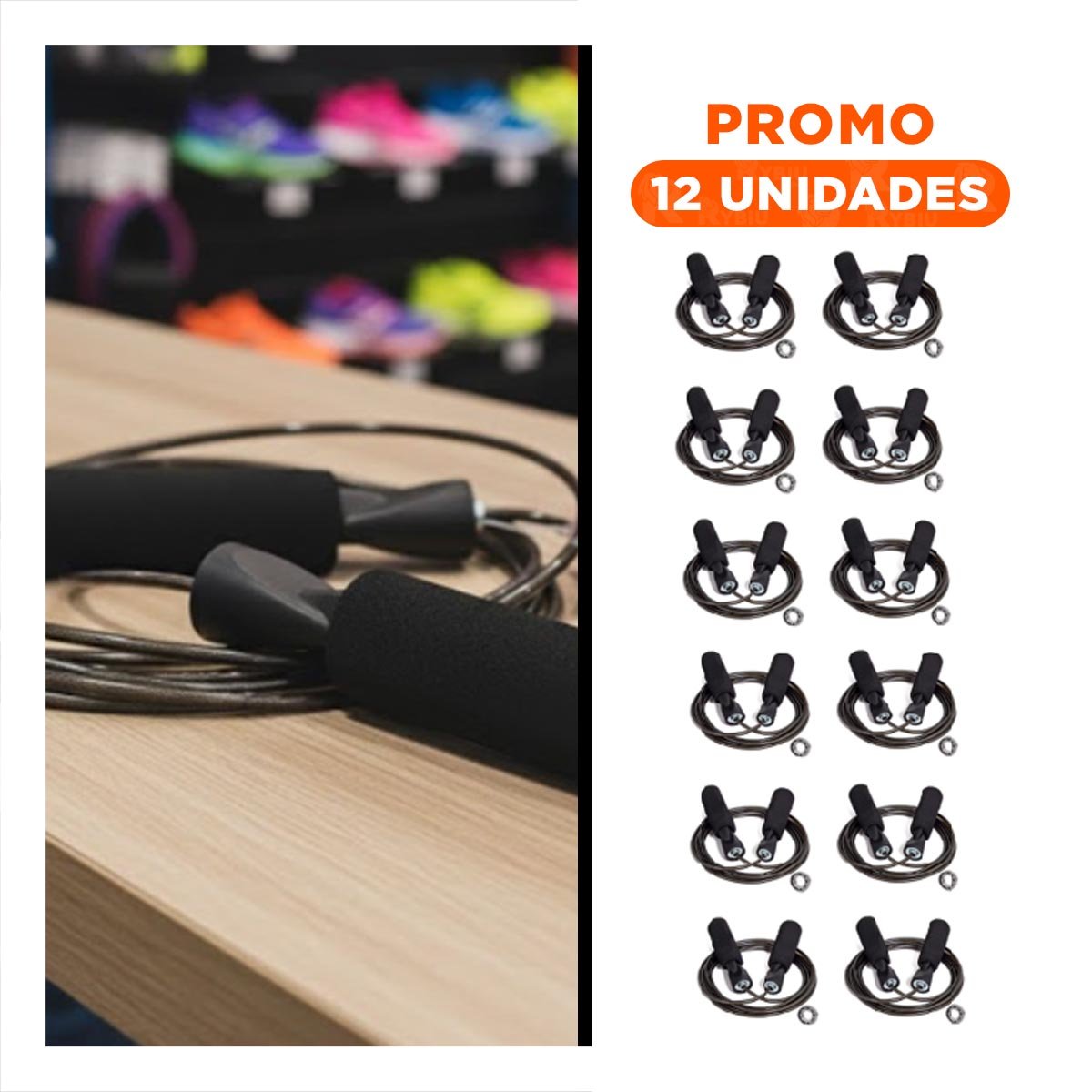 PACK12 EJERCICIOS FUNCIONALES CON SALTA SOGA 280CM NEGRO YREGALO STICKER - 1
