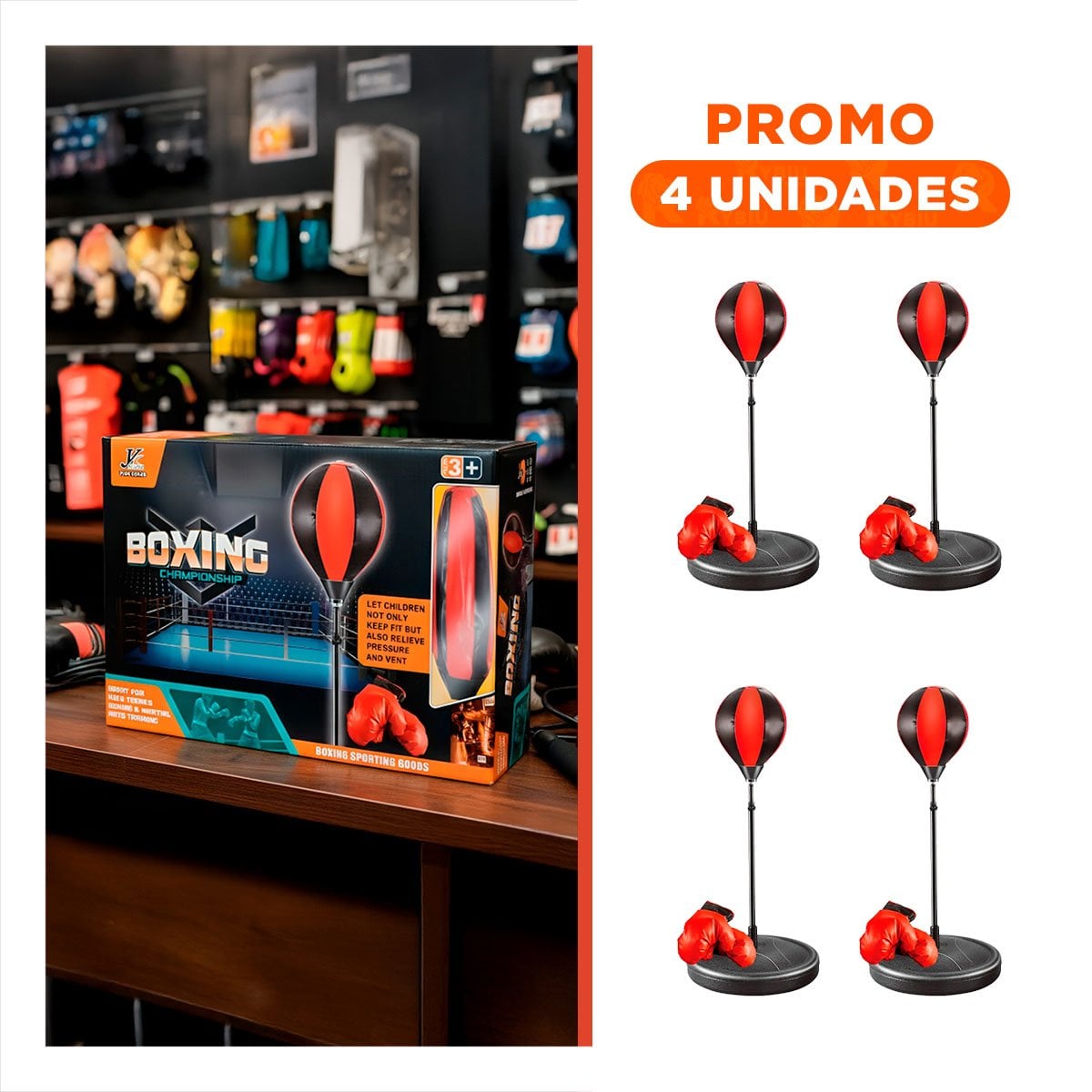 PACK4 EQUIPO BOX DE PIE 102CM RESISTENTE Y SEGURO PARA ENTRENAMIENTO YREGALO STICKER - 1