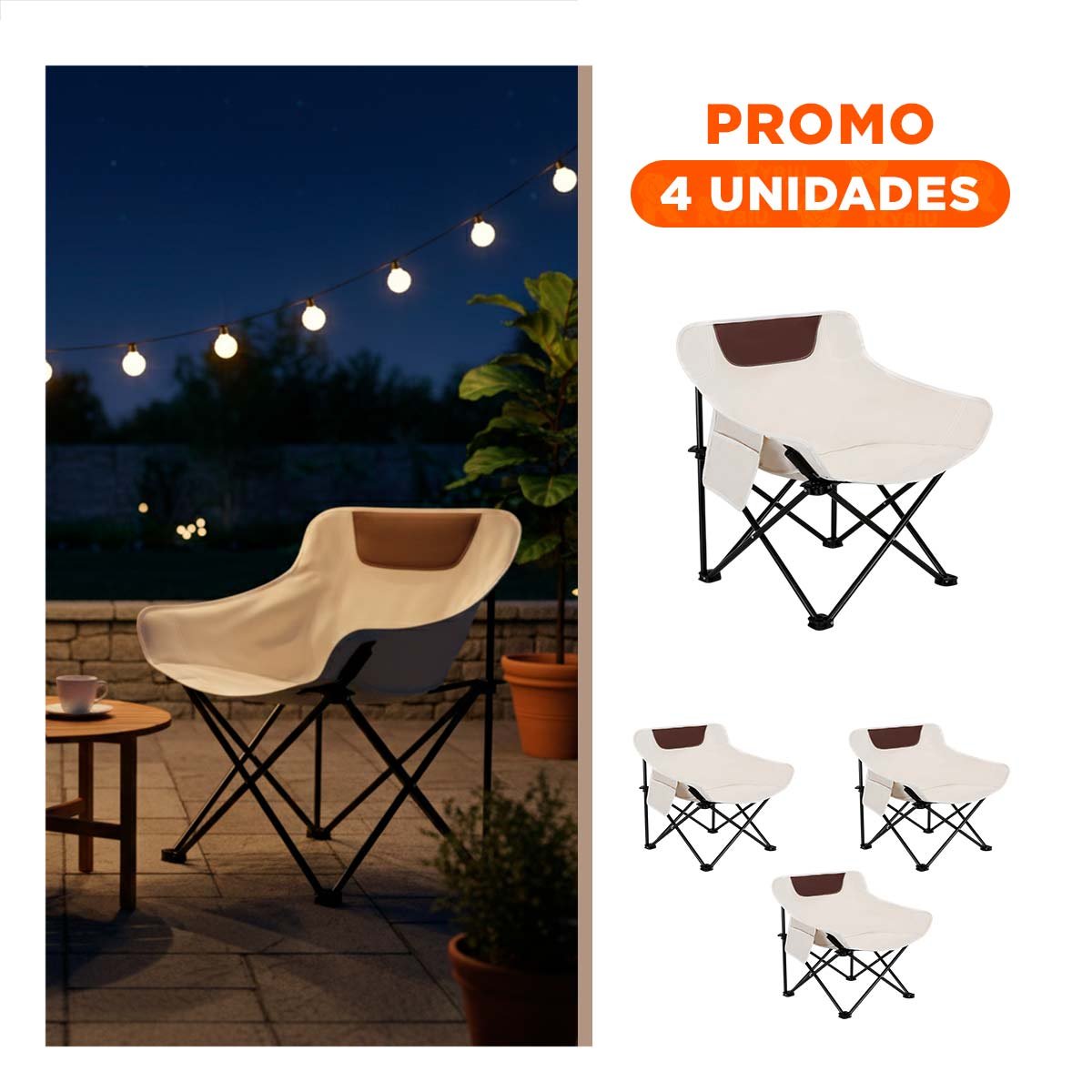 PACK4 SILLA OUTDOOR CAMPING PORTATIL 40X70CM DURADERO Y LIGERO YREGALO STICKER - 1