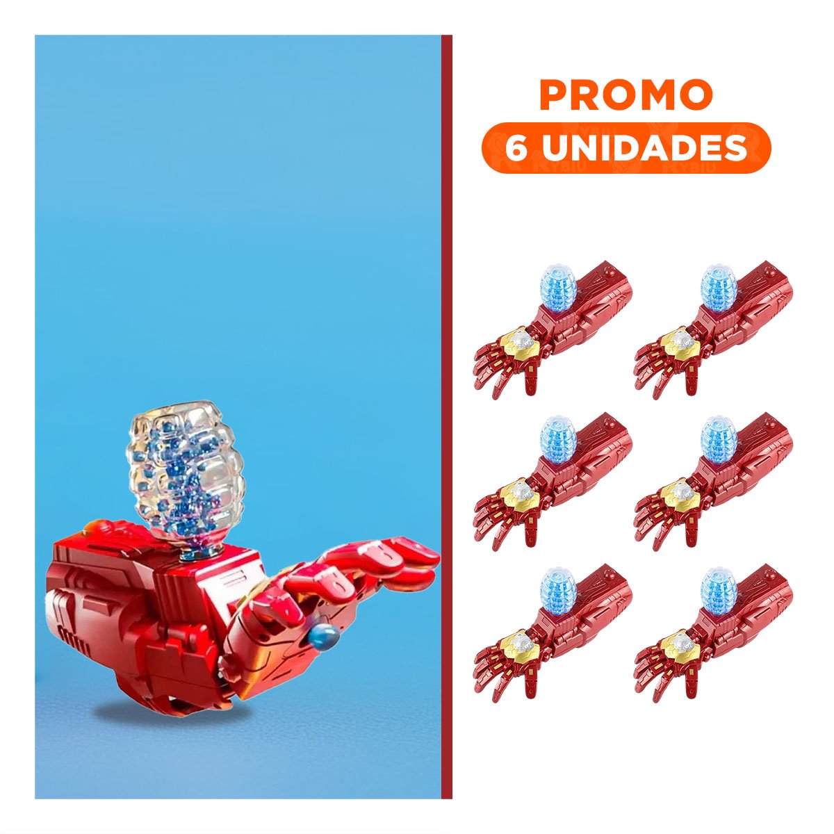 PACK6 EXTENSOR PARA NIÑO SUPERHEROE HIDROGEL GUINDA ACCION Y DIVERSION SEGURA YREGALO STICKER - 1