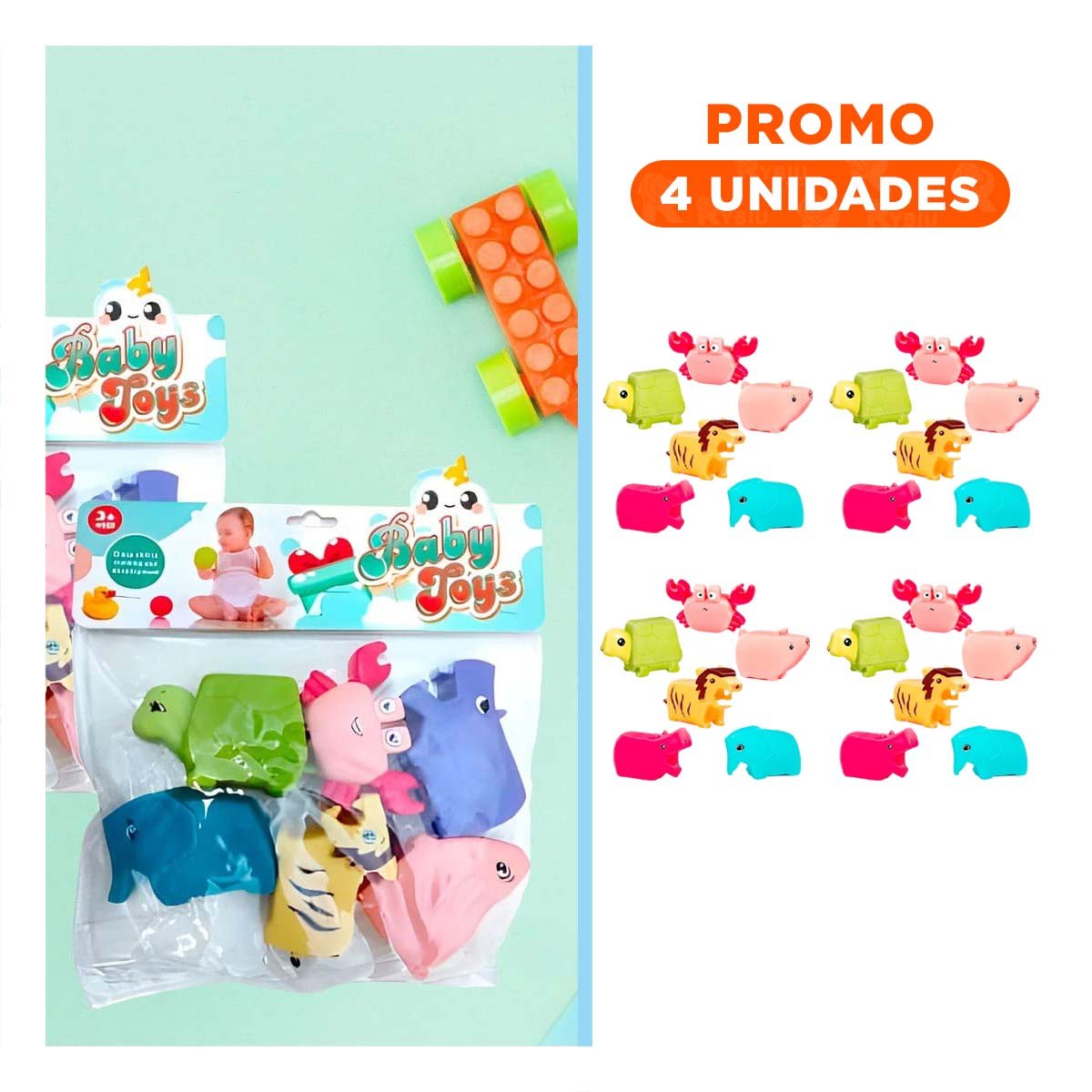 PACK4 KIT DE ANIMALES CHILLONES SET 6 PARA JUEGO Y RECREACION YREGALO STICKER - 1