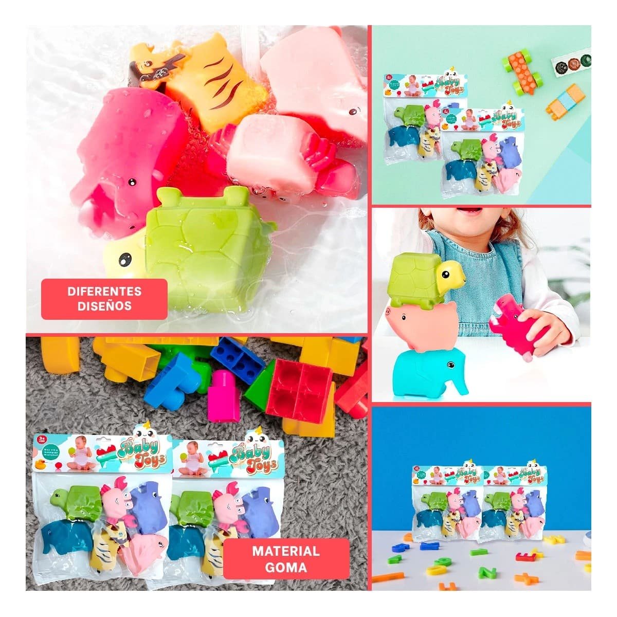 PACK4 KIT DE ANIMALES CHILLONES SET 6 PARA JUEGO Y RECREACION YREGALO STICKER - 2