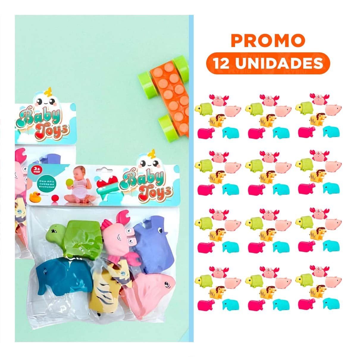 PACK12 PAQUETE DE ANIMALES CHILLONES SET 6 PARA ENTRETENIMIENTO YREGALO STICKER - 1