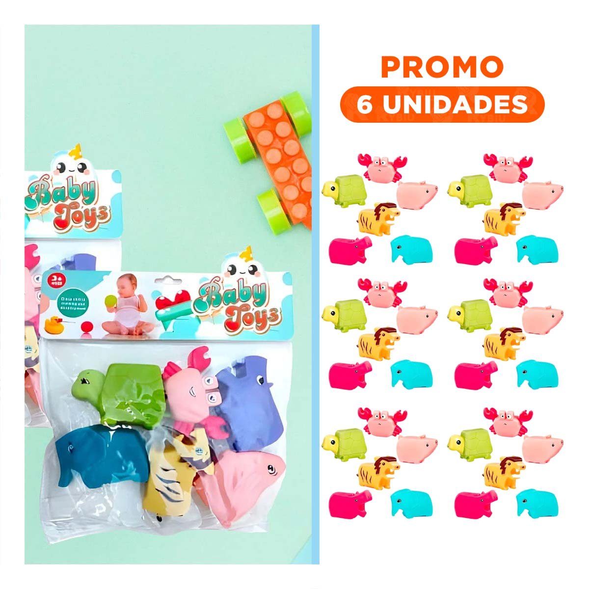 PACK6 KIT DE ANIMALES CHILLONES SET 6 PARA MOMENTOS DIVERTIDOS - 1
